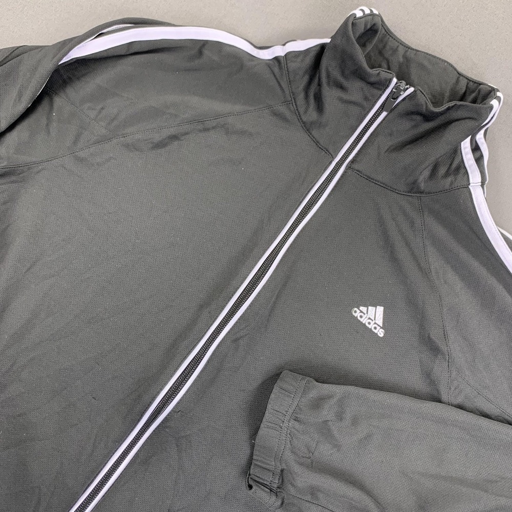 Adidas Track Jacket Womens 2XL Gray Full Zip 3-Stripes Athletic Training Warm Up